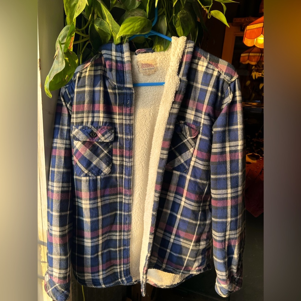 Plaid Sherpa lined Boston Traders Jacket